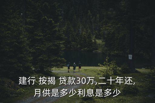 建行 按揭 貸款30萬,二十年還,月供是多少利息是多少