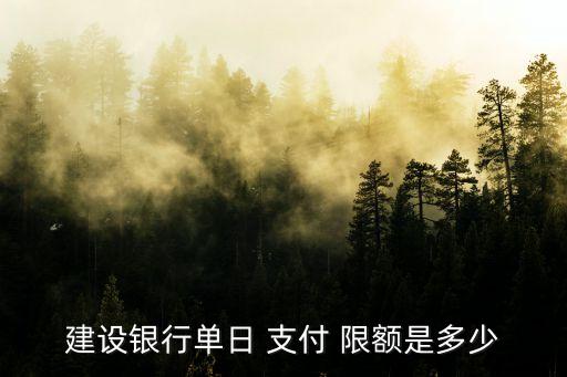 建設(shè)銀行單日 支付 限額是多少