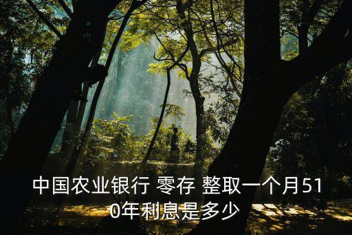 中國農(nóng)業(yè)銀行 零存 整取一個月510年利息是多少