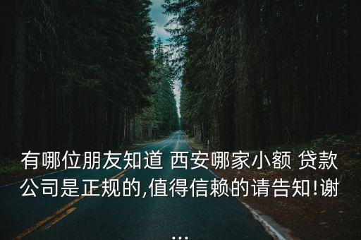 有哪位朋友知道 西安哪家小額 貸款公司是正規(guī)的,值得信賴的請告知!謝...