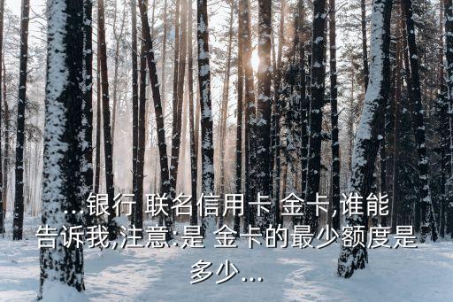 ...銀行 聯(lián)名信用卡 金卡,誰能告訴我,注意:是 金卡的最少額度是多少...