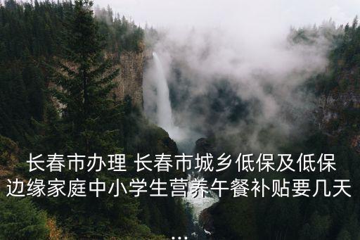  長春市辦理 長春市城鄉(xiāng)低保及低保邊緣家庭中小學生營養(yǎng)午餐補貼要幾天...
