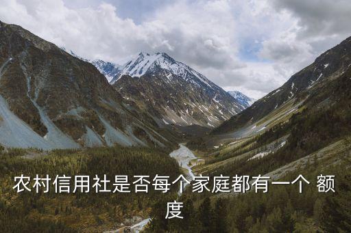 農(nóng)村信用社是否每個家庭都有一個 額度