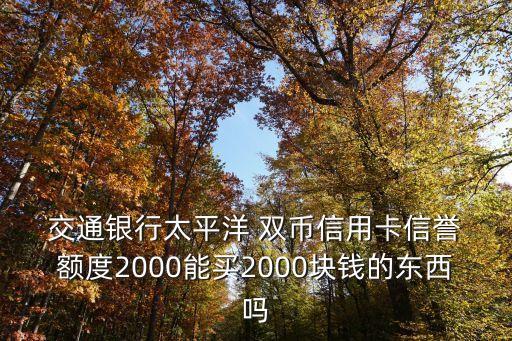  交通銀行太平洋 雙幣信用卡信譽 額度2000能買2000塊錢的東西嗎