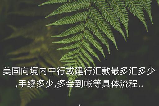 美國向境內(nèi)中行或建行匯款最多匯多少,手續(xù)多少,多會(huì)到帳等具體流程...