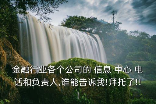金融行業(yè)各個(gè)公司的 信息 中心 電話和負(fù)責(zé)人,誰能告訴我!拜托了!!!
