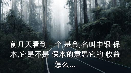 保本基金收益多少