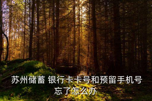  蘇州儲(chǔ)蓄 銀行卡卡號(hào)和預(yù)留手機(jī)號(hào)忘了怎么辦