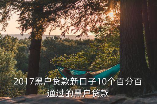 2017黑戶貸款新口子10個百分百通過的黑戶貸款