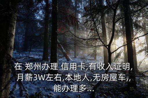 在 鄭州辦理 信用卡,有收入證明,月薪3W左右,本地人,無(wú)房屋車,,能辦理多...