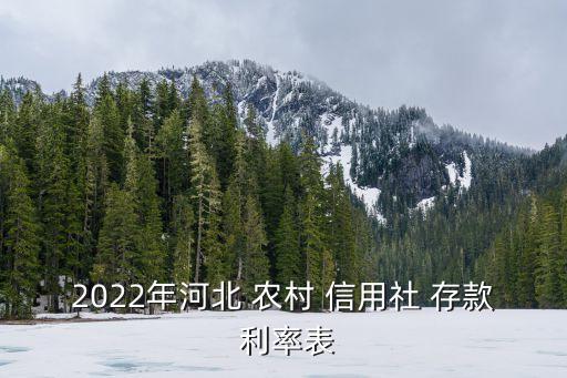 2022年河北 農(nóng)村 信用社 存款 利率表