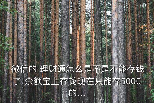  微信的 理財(cái)通怎么是不是不能存錢(qián)了!余額寶上存錢(qián)現(xiàn)在只能存5000的...