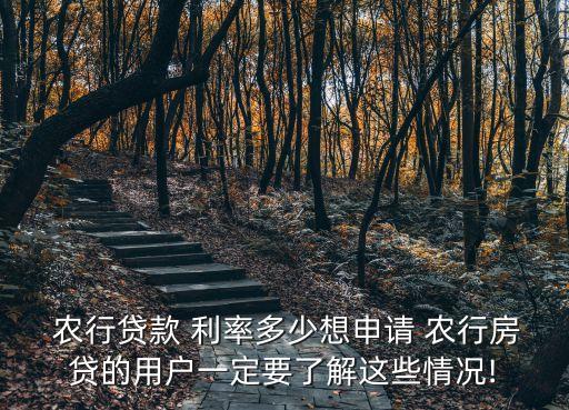  農(nóng)行貸款 利率多少想申請 農(nóng)行房貸的用戶一定要了解這些情況!