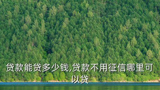 貸款能貸多少錢,貸款不用征信哪里可以貸
