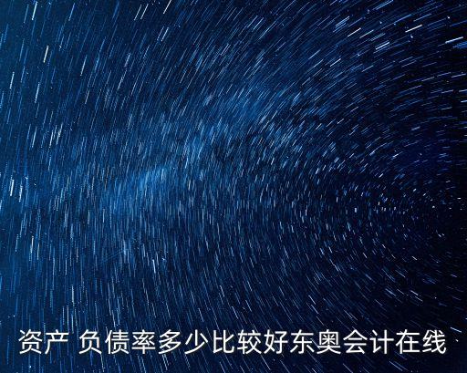 資產(chǎn) 負(fù)債率多少比較好東奧會計在線