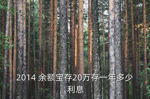2014 余額寶存20萬存一年多少 利息