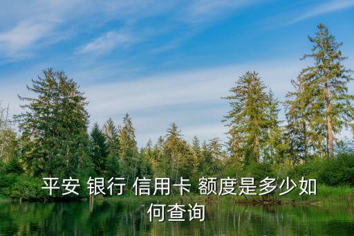 剛辦的平安銀行信用卡怎么查額度是多少