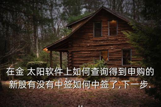 在金 太陽軟件上如何查詢得到申購的新股有沒有中簽如何中簽了,下一步...