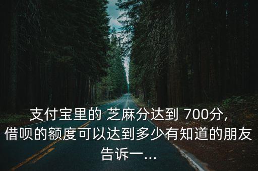 支付寶里的 芝麻分達到 700分,借唄的額度可以達到多少有知道的朋友告訴一...