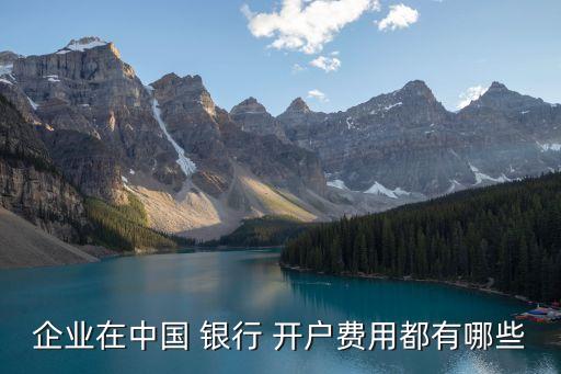 企業(yè)在中國 銀行 開戶費(fèi)用都有哪些