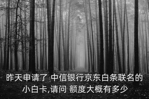 昨天申請了 中信銀行京東白條聯(lián)名的 小白卡,請問 額度大概有多少