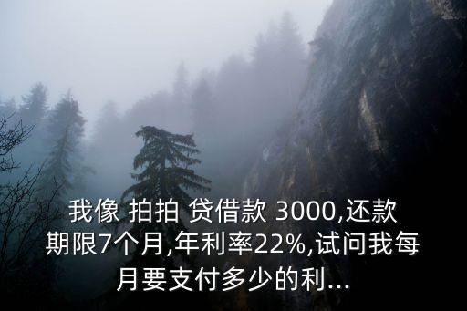 我像 拍拍 貸借款 3000,還款期限7個(gè)月,年利率22%,試問我每月要支付多少的利...