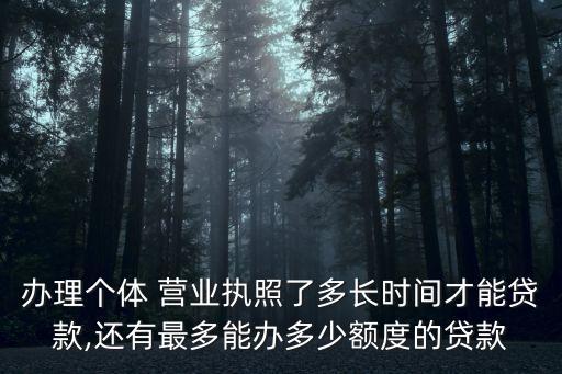 辦理個體 營業(yè)執(zhí)照了多長時間才能貸款,還有最多能辦多少額度的貸款