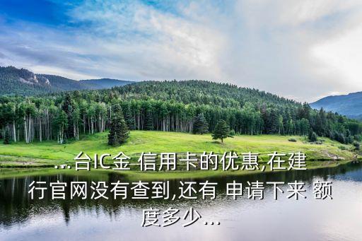 ...臺IC金 信用卡的優(yōu)惠,在建行官網(wǎng)沒有查到,還有 申請下來 額度多少...