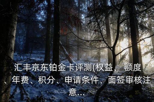  匯豐京東鉑金卡評(píng)測(cè)(權(quán)益、 額度、年費(fèi)、積分、申請(qǐng)條件、面簽審核注意...