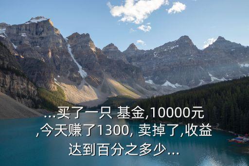 ...買(mǎi)了一只 基金,10000元,今天賺了1300, 賣(mài)掉了,收益達(dá)到百分之多少...