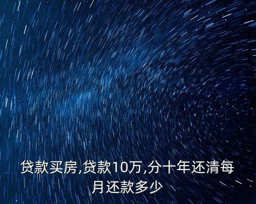 貸款買房,貸款10萬,分十年還清每月還款多少