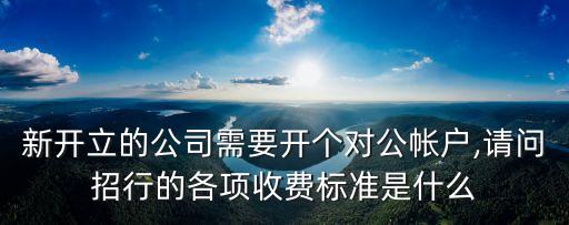 新開立的公司需要開個(gè)對(duì)公帳戶,請(qǐng)問(wèn)招行的各項(xiàng)收費(fèi)標(biāo)準(zhǔn)是什么