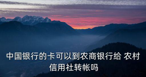 中國銀行的卡可以到農(nóng)商銀行給 農(nóng)村 信用社轉(zhuǎn)帳嗎