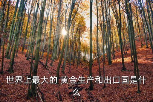 世界上最大的 黃金生產(chǎn)和出口國是什么