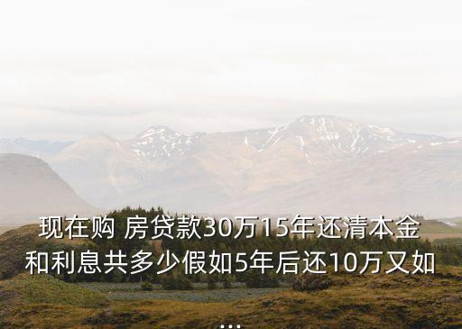 房貸30w還掉10w還有多少？,30w房貸利息多少