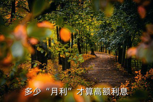 多少“月利”才算高額利息