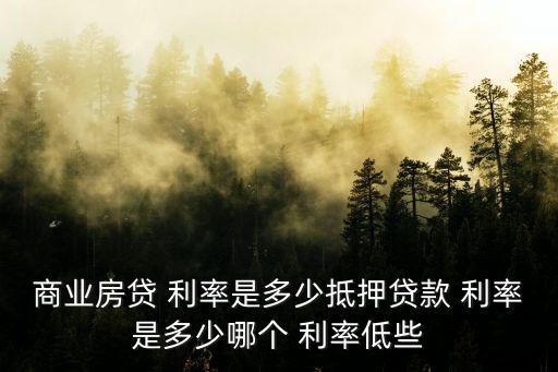 商業(yè)房貸 利率是多少抵押貸款 利率是多少哪個 利率低些