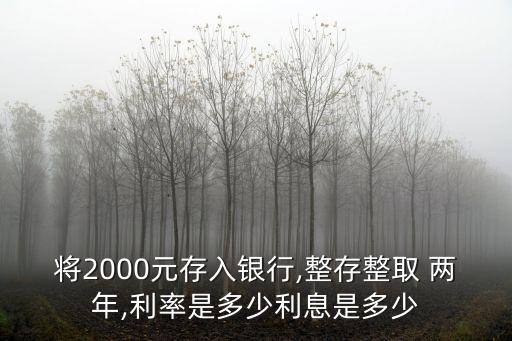 將2000元存入銀行,整存整取 兩年,利率是多少利息是多少