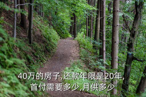 40萬的房子,還款年限是20年, 首付需要多少,月供多少