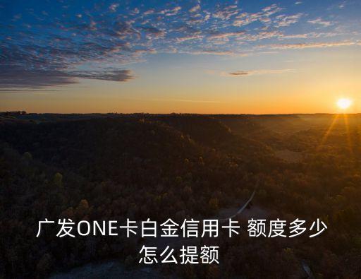  廣發(fā)ONE卡白金信用卡 額度多少怎么提額