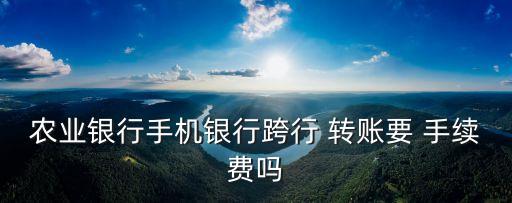 農(nóng)業(yè)銀行手機(jī)銀行跨行 轉(zhuǎn)賬要 手續(xù)費(fèi)嗎
