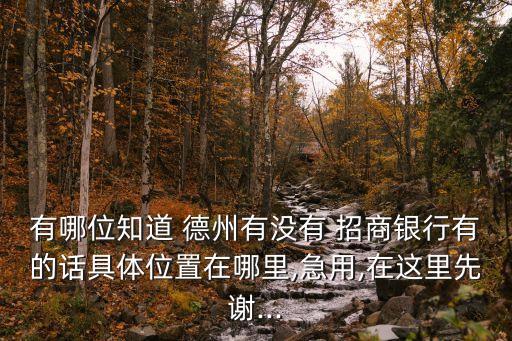 有哪位知道 德州有沒有 招商銀行有的話具體位置在哪里,急用,在這里先謝...