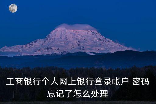 工商銀行個人網(wǎng)上銀行登錄帳戶 密碼忘記了怎么處理