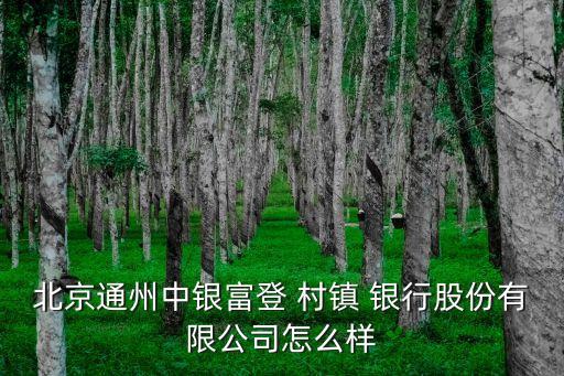 北京通州中銀富登 村鎮(zhèn) 銀行股份有限公司怎么樣