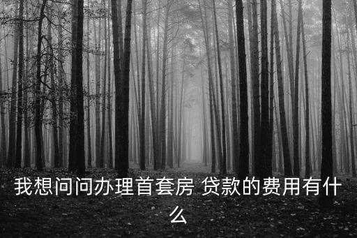 我想問問辦理首套房 貸款的費(fèi)用有什么