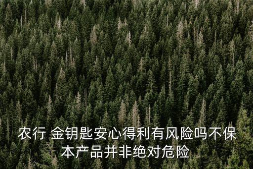  農(nóng)行 金鑰匙安心得利有風(fēng)險(xiǎn)嗎不保本產(chǎn)品并非絕對(duì)危險(xiǎn)