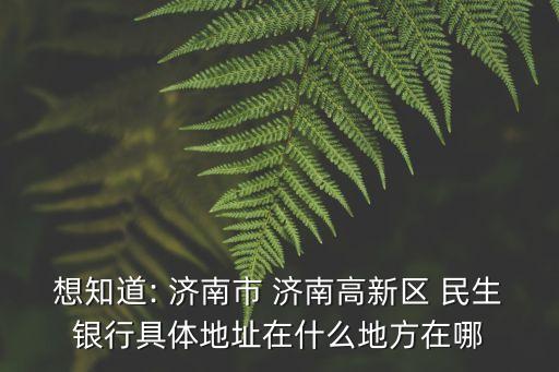 想知道: 濟(jì)南市 濟(jì)南高新區(qū) 民生銀行具體地址在什么地方在哪
