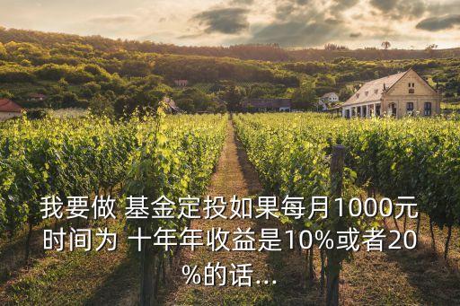我要做 基金定投如果每月1000元時(shí)間為 十年年收益是10%或者20%的話...