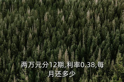  兩萬元分12期,利率0.38,每月還多少