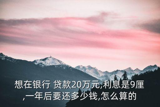 貸款一萬月息9厘多少錢